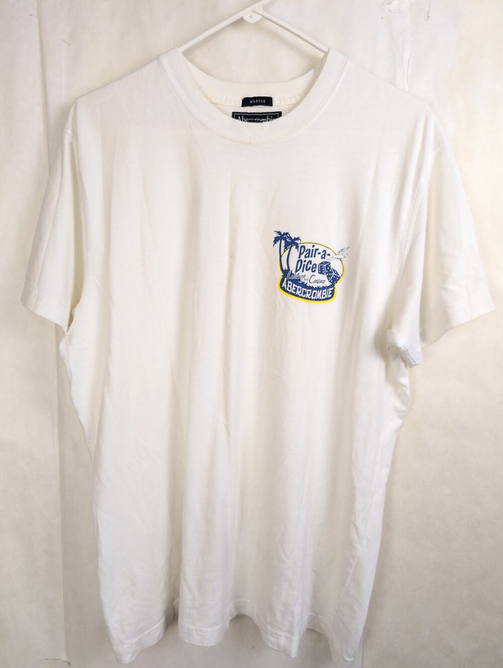 Vintage Abercrombie and Fitch white Pair a Dice Casino tshirt Size XL Y2K Retro